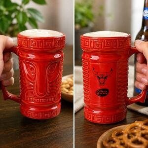 Bud Light Chicago Bulls Tiki Mug Red Ceramic Beer Stein Kick10 NBA Basketball